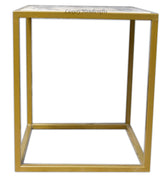 White Vietnamese Marble Side Table With Mop Inlay 2